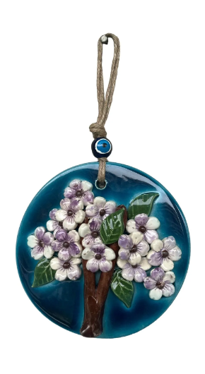 Lila Bahar Çiçeği Seramik Duvar Panosu