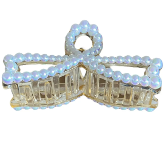 İncili Şeffaf Gold Renkli Büyük Boy Mandal Toka