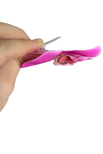 Pembe Orkide Çiçekli Pens Toka
