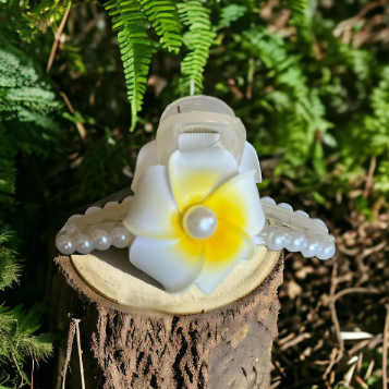 İnci ve Çiçek Saç Klipsi