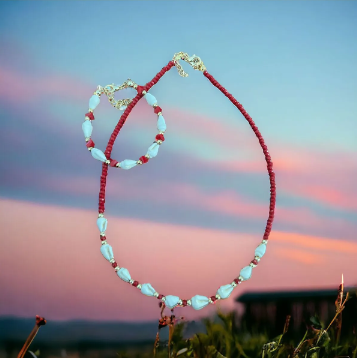 Kırmızı Mercan ve Beyaz İnci Set