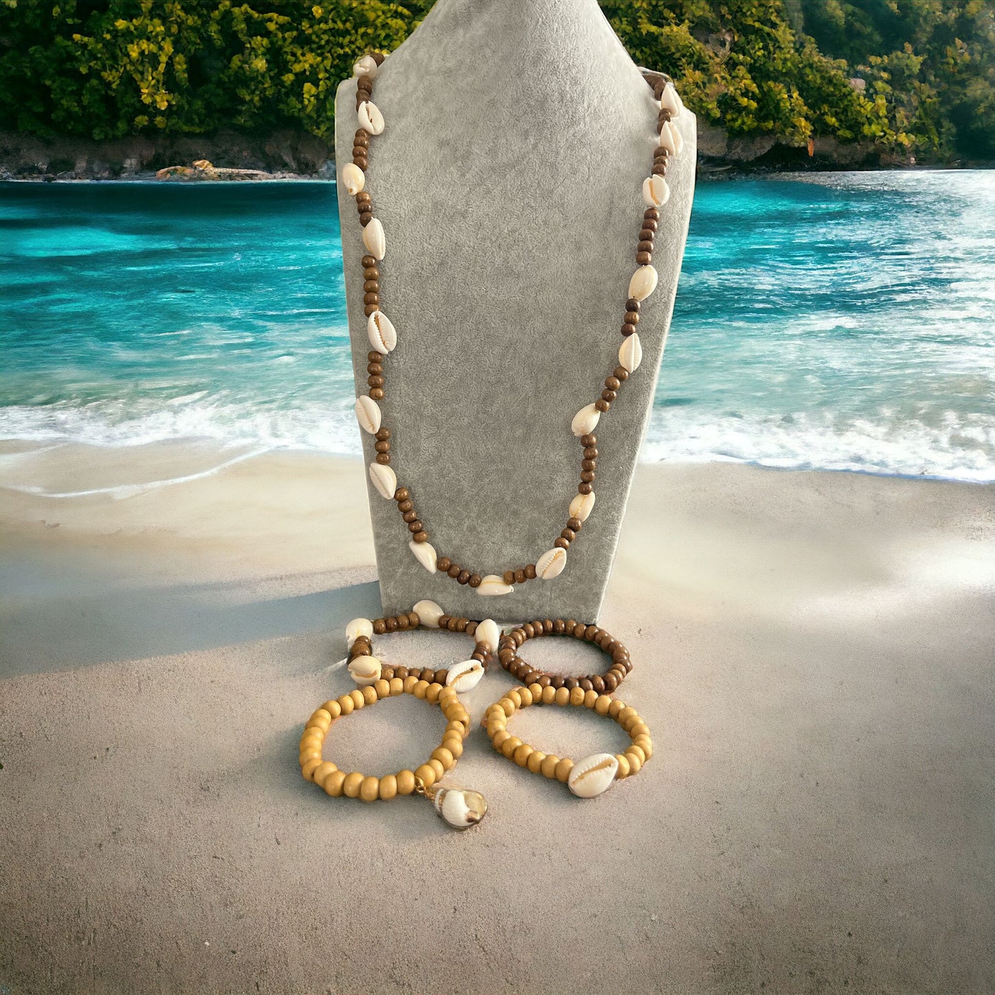 Ahşap Bilezik Ve Kolye Seti 4lü