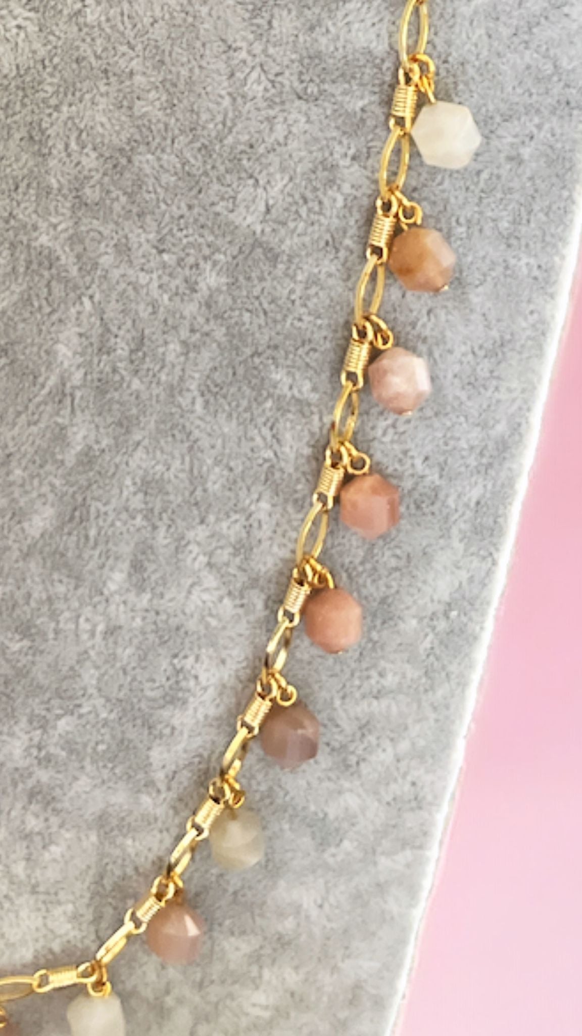 Ay Taşı Altın Kaplama Kolye